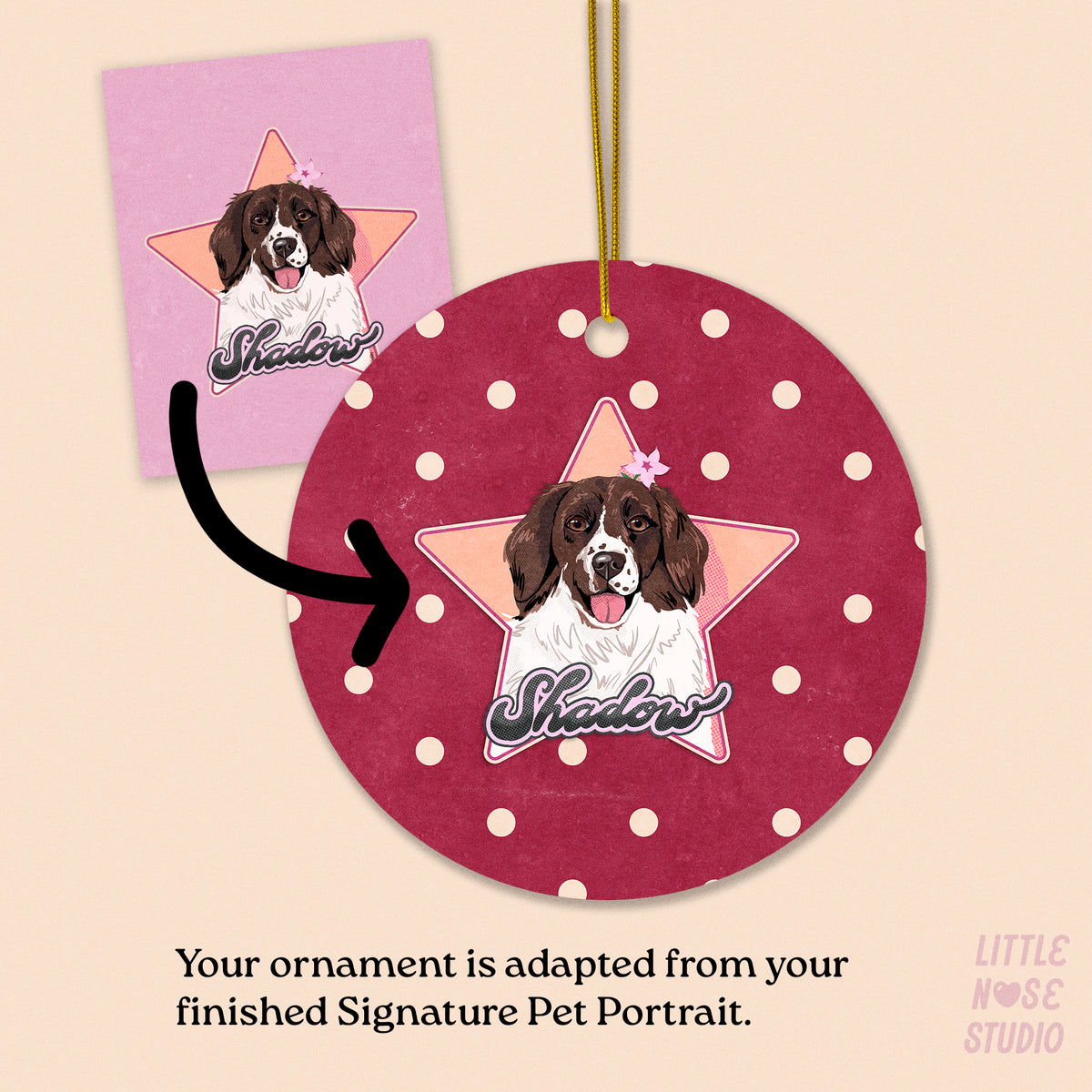 Pet Portrait Ceramic Ornament — Made from Your Finished Portrait