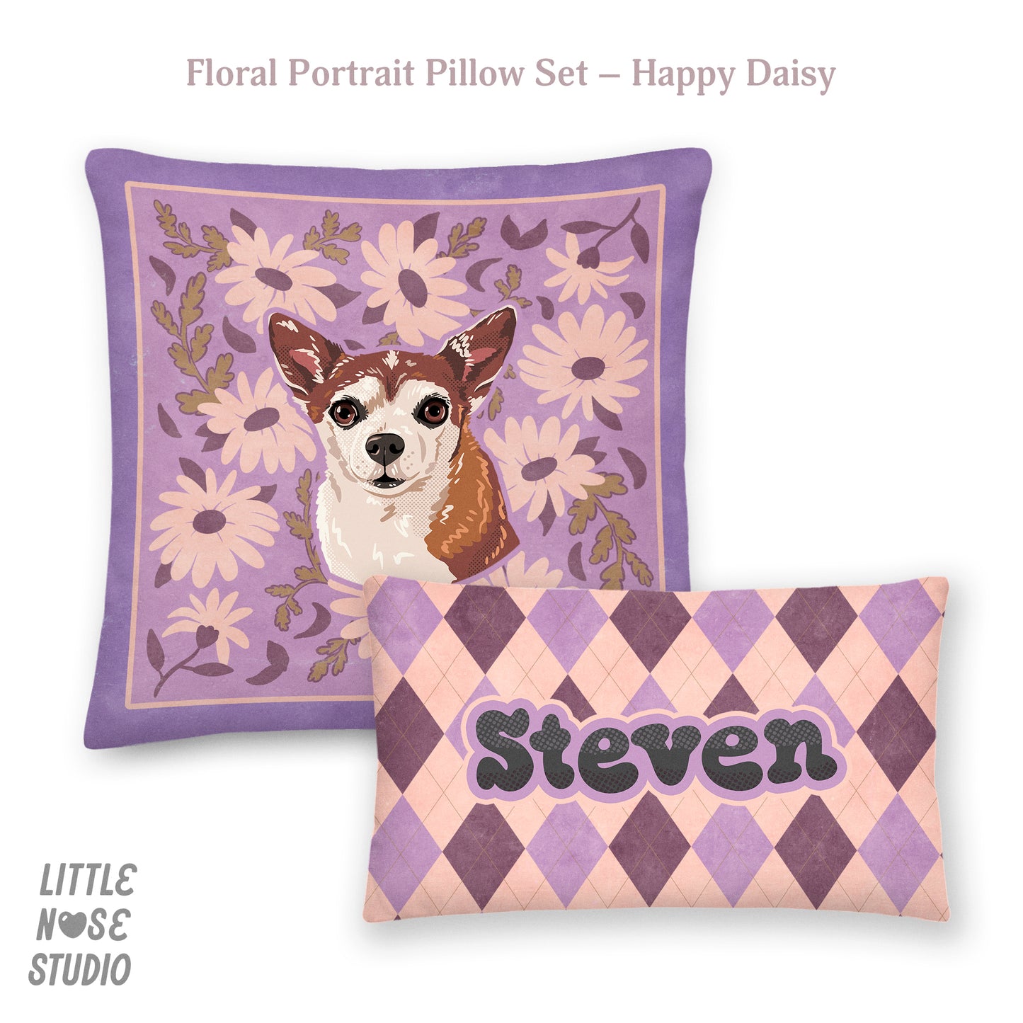 Floral Pillow with Your Portrait – Happy Daisy