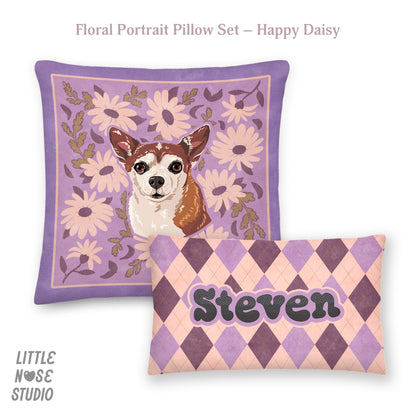 Floral Pillow with Your Portrait – Happy Daisy