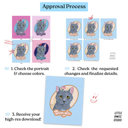 Signature Pet Portrait – Hand-Drawn Digital Illustration (Start Here)