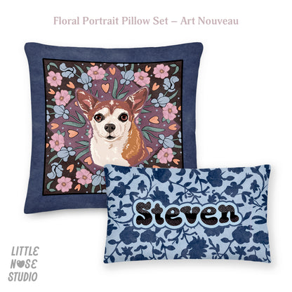 Floral Coordinating Pet Name Lumbar Pillow – Art Nouveau