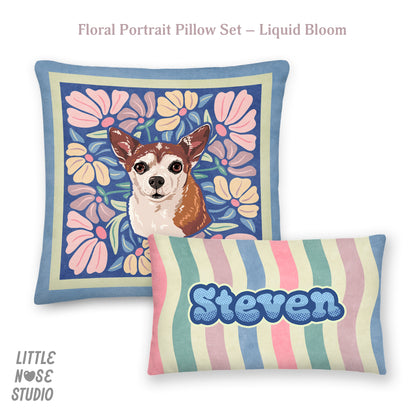 Floral Coordinating Pet Name Lumbar Pillow – Liquid Bloom
