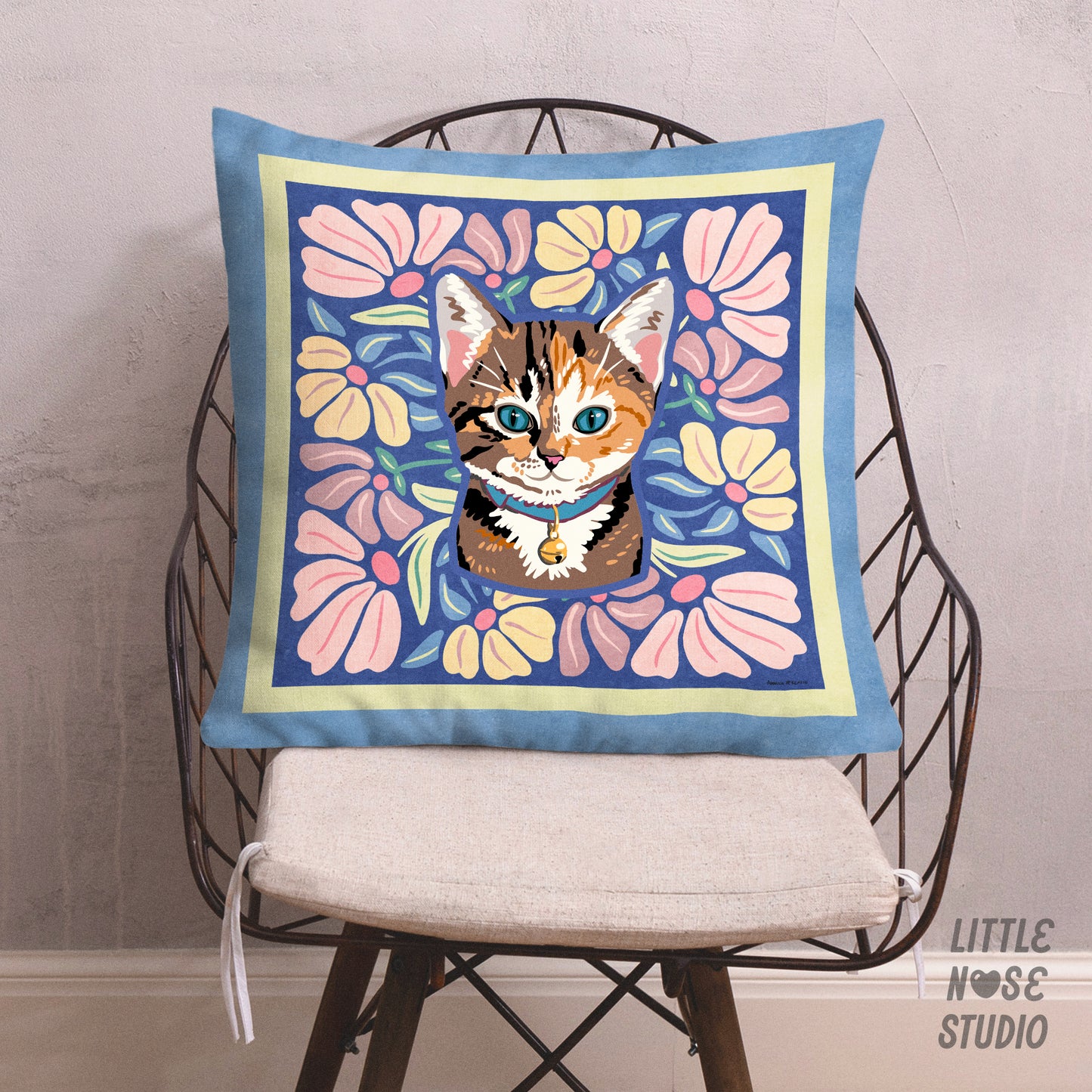 Floral Pillow with Your Portrait – Liquid Bloom