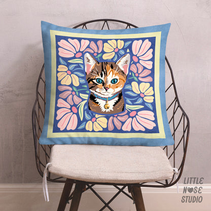Floral Pillow with Your Portrait – Liquid Bloom