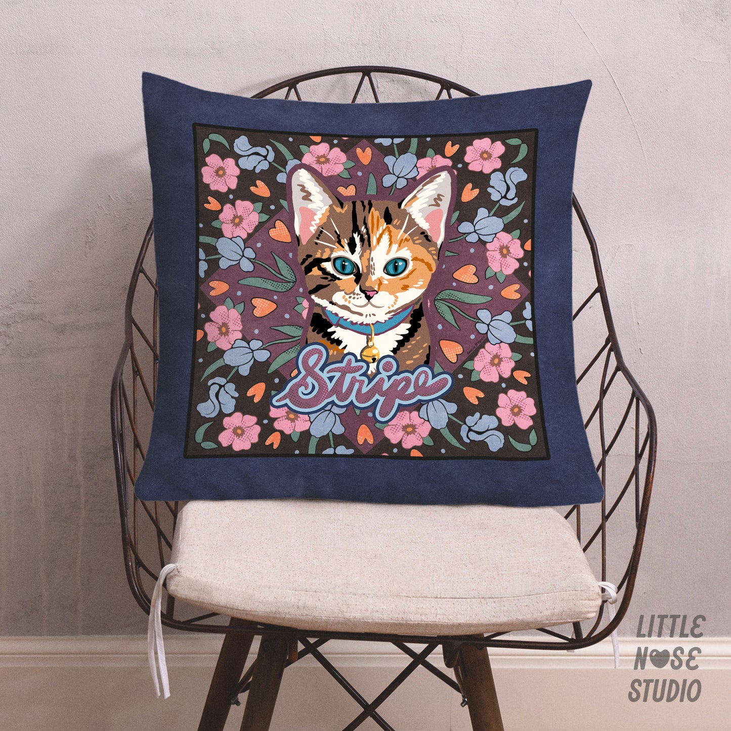 Floral Pillow with Your Portrait – Art Nouveau