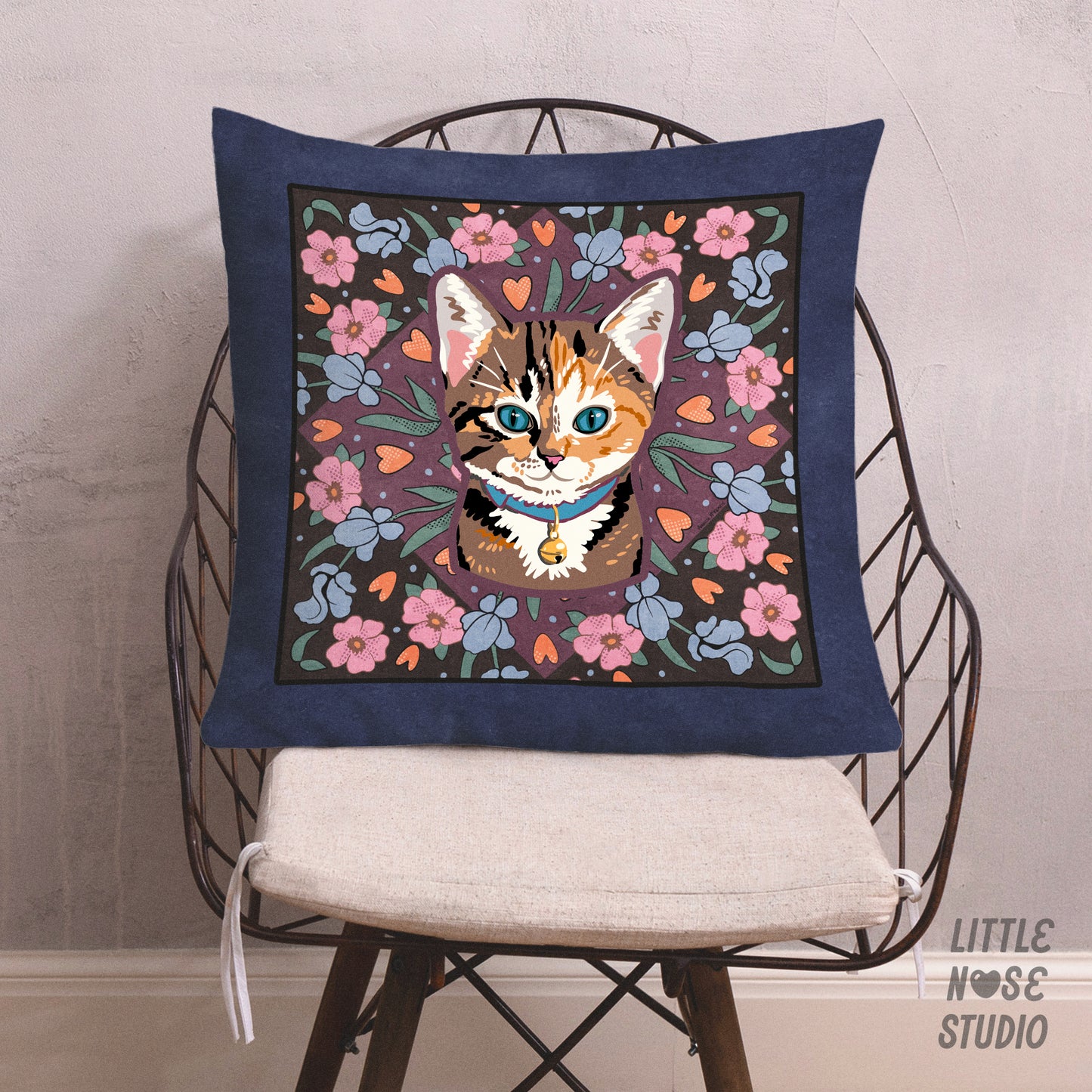 Floral Pillow with Your Portrait – Art Nouveau
