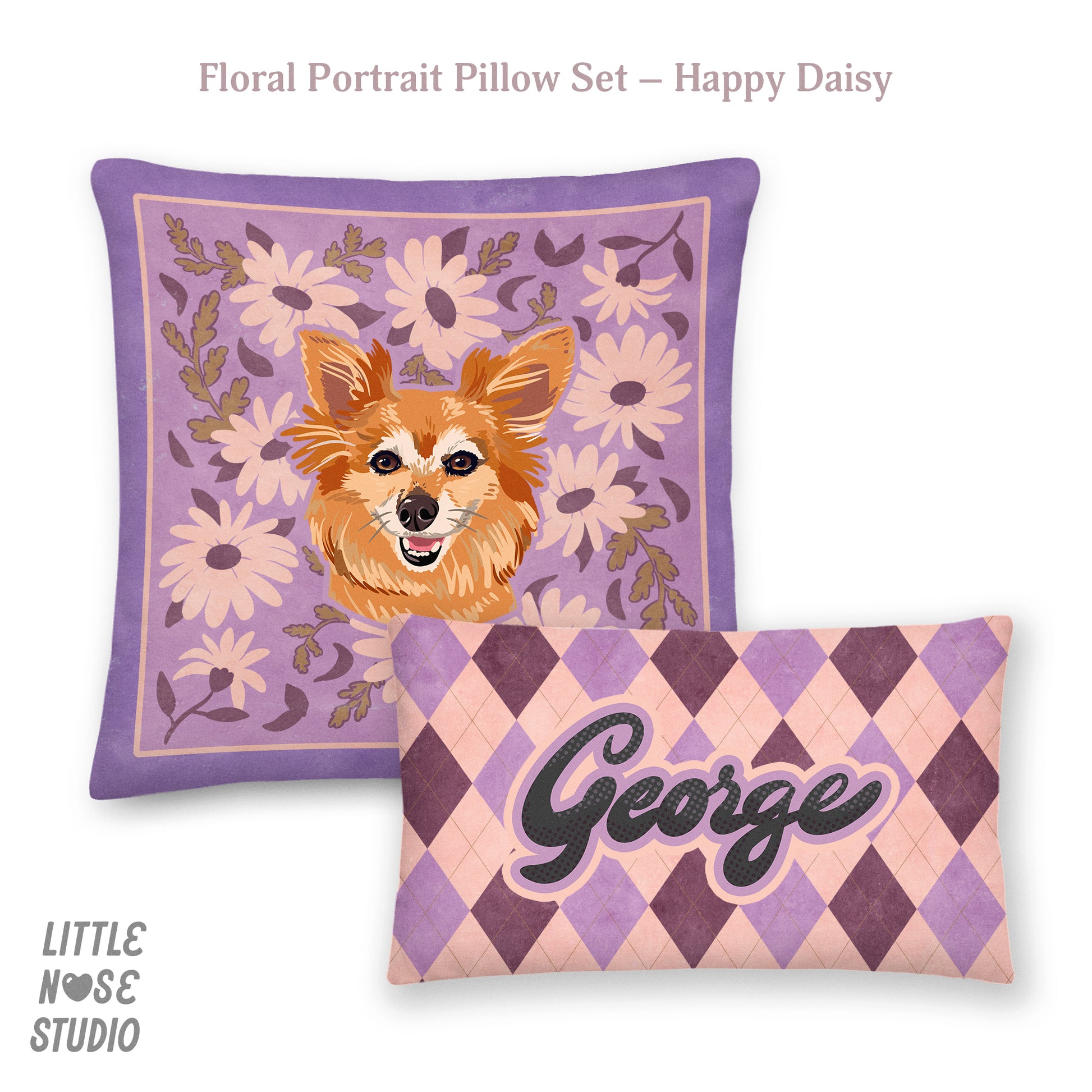 Floral Coordinating Pet Name Lumbar Pillow – Happy Daisy
