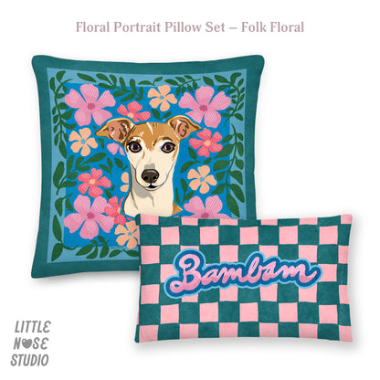 Floral Coordinating Pet Name Lumbar Pillow – Folk Floral