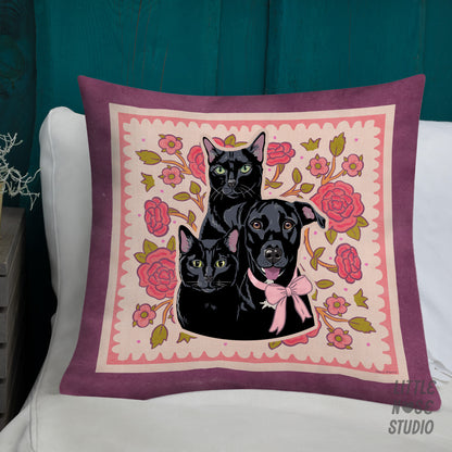 Floral Pillow with Your Portrait – Tattoo Rose