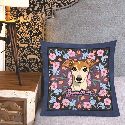 Floral Pillow with Your Portrait – Art Nouveau