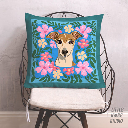 Floral Pillow with Your Portrait – Folk Floral