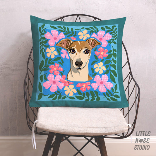 Floral Pillow with Your Portrait – Folk Floral