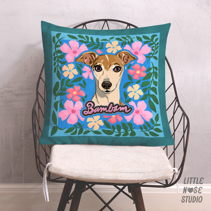 Floral Pillow with Your Portrait – Folk Floral
