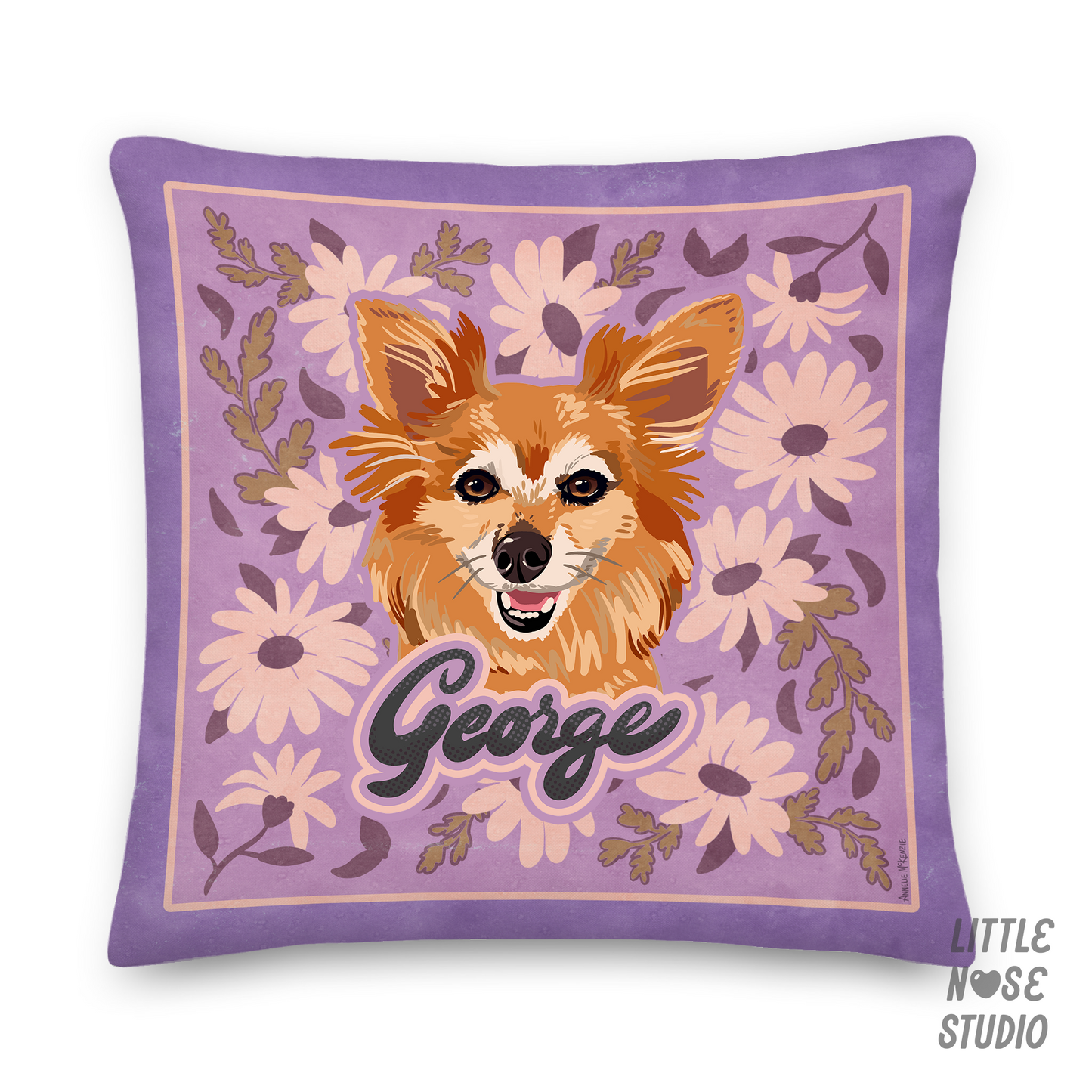 Floral Pillow with Your Portrait – Happy Daisy