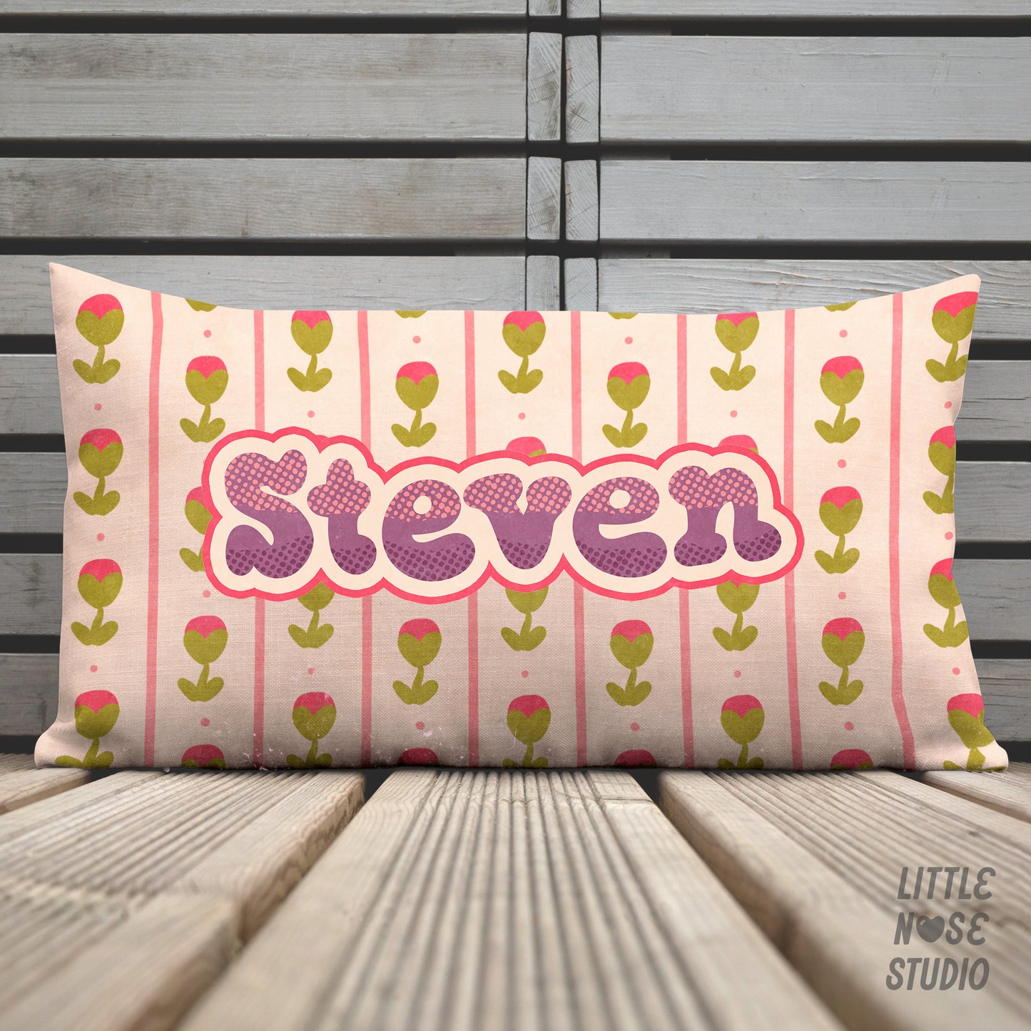 Floral Coordinating Pet Name Lumbar Pillow – Tattoo Rose