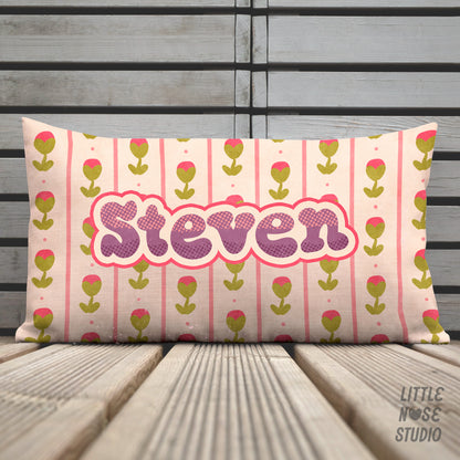 Floral Coordinating Pet Name Lumbar Pillow – Tattoo Rose