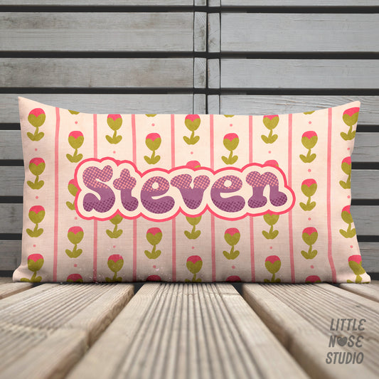 Floral Coordinating Pet Name Lumbar Pillow – Tattoo Rose