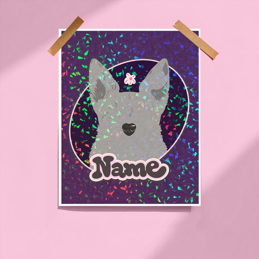 Sparkly Art Print of Your Pet Portrait