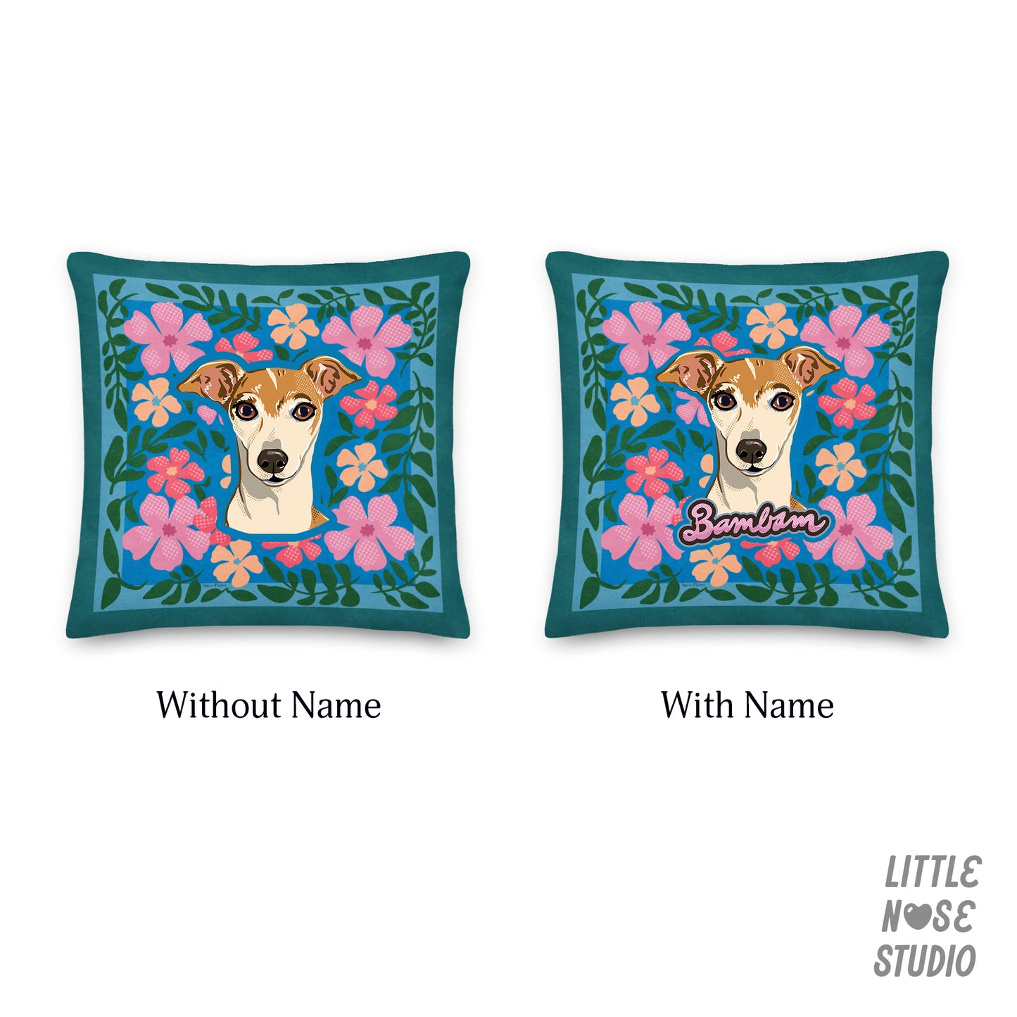 Floral Pillow with Your Portrait – Folk Floral