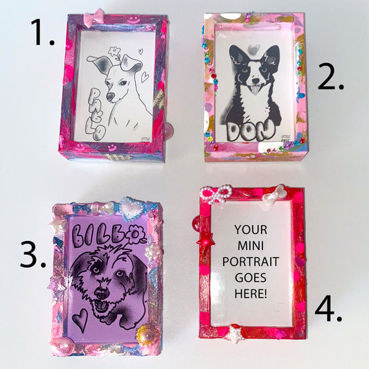 Mini Pet Portrait + Hand-Painted Frame