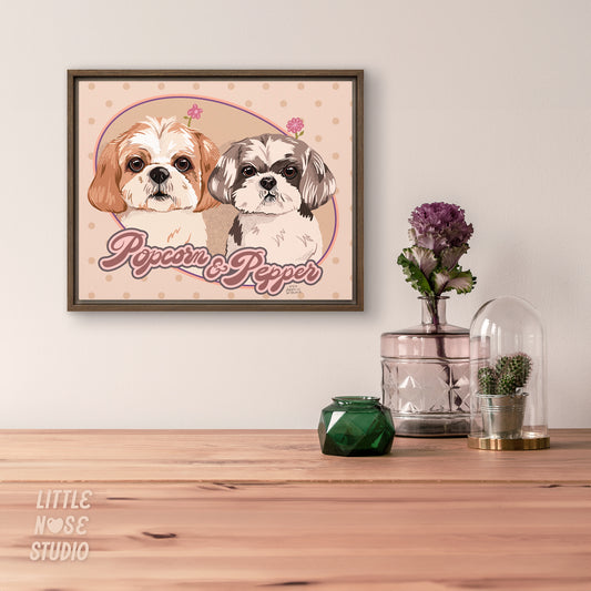 Framed Canvas Art with Your Pet Portrait
