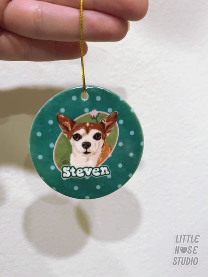 Pet Portrait Ceramic Ornament — Made from Your Finished Portrait